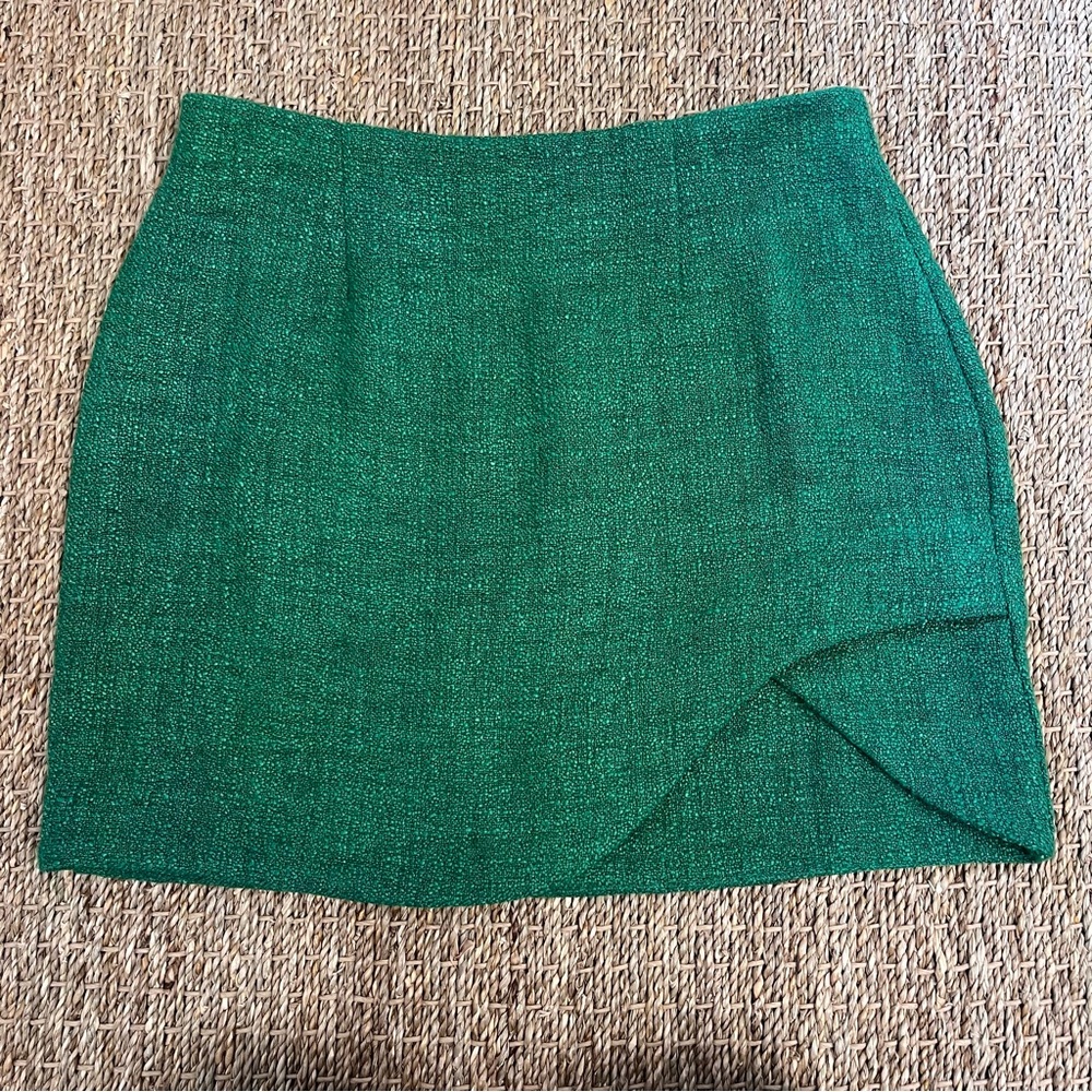 Sweet Lemon Green Tweed Asymmetrical Mini Skirt Women’s Size M